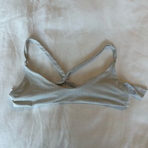 Baby blue and white tie back Frankie’s Bikinis top size small SM